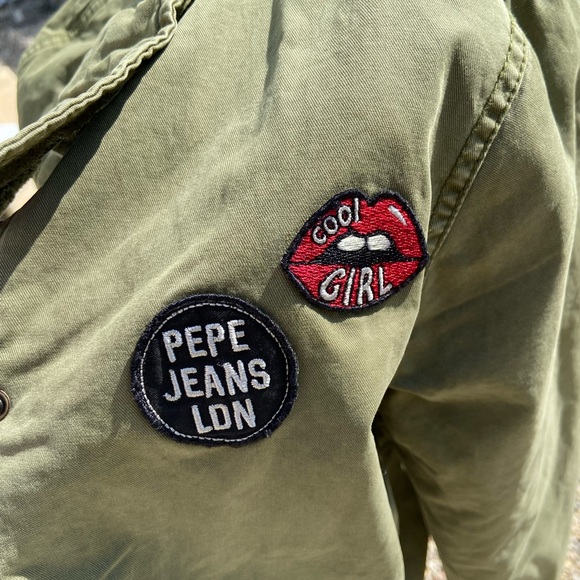 Girls Size 12 Pepe Jeans NWT khaki long army coat - Picture 2 of 7